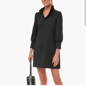 Tuckernuck Pomander Place Black Ruffle Collar Shift Dress